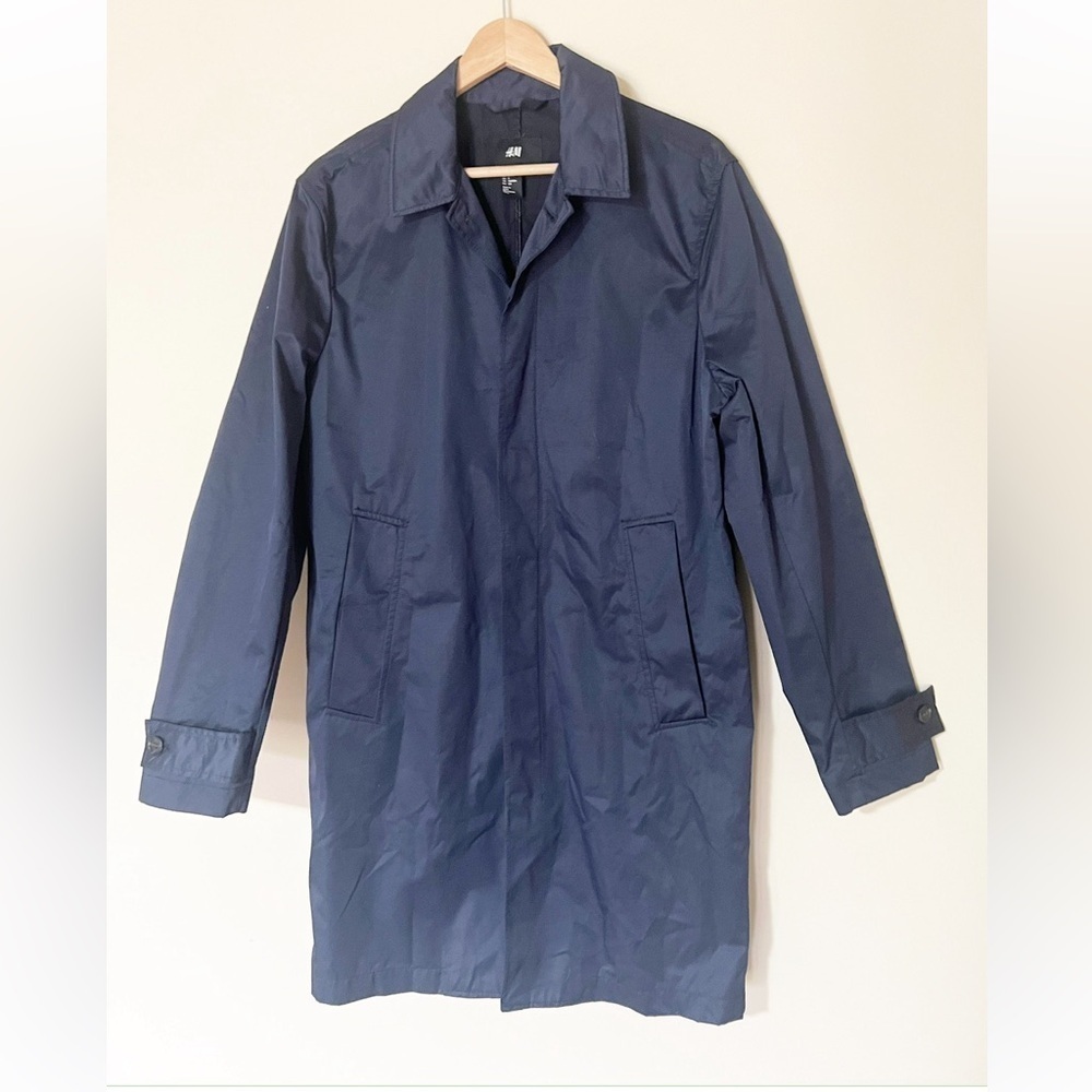 Navy Blue H&M weatherproof Car Coat Jacket - Picture 2 of 8